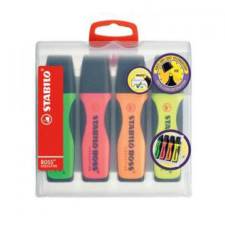 STABILO Szövegkiemelő 2-5mm, vágott hegyű, STABILO Boss original, 4 klf. szín filctoll, marker