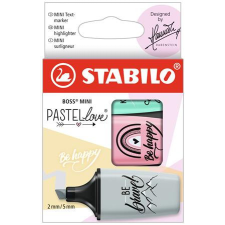 STABILO Szövegkiemelő készlet, STABILO, &quot;Boss Mini Pastellove&quot;, 3 különböző szín filctoll, marker