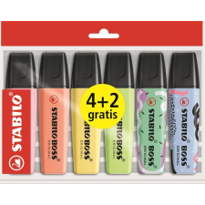 STABILO Szövegkiemelő Stabilo Boss Pastel Eco-Wallett 4+2 darabos készlet filctoll, marker
