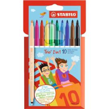STABILO Trio kétvégű 10db-os vegyes színű rostirón készlet (STABILO_222/10-01) filctoll, marker