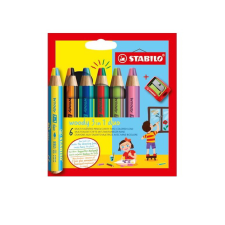 STABILO Woody 3 in 1 duo színes ceruza készlet hegyezővel (6 db / csomag) színes ceruza