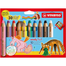 STABILO woody 3in1 Anniversary Edition - hegyezővel, 10 db színes ceruza