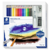 STAEDTLER Akvarell ceruza készlet, ecsettel, radírral, hegyezővel, grafitceruzával, STAEDTLER  Design Journey , 12 különböző szín