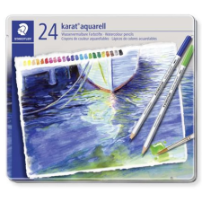 STAEDTLER Akvarell ceruza készlet, fém doboz, STAEDTLER "Karat", 24 különböző szín színes ceruza