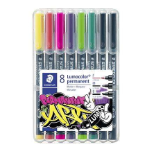 STAEDTLER Alkoholos marker készlet, 2-5 mm, vágott, STAEDTLER &quot;Lumocolor® 350&quot;, 6 különböző szín filctoll, marker
