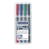 STAEDTLER Alkoholos marker készlet, F/M, 0,6/1,5 mm, kúpos, kétvégű, STAEDTLER "Lumocolor Duo", 4 különböző szín