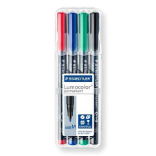 STAEDTLER Alkoholos marker készlet, OHP, 1 mm, STAEDTLER Lumocolor 317, 4 különböző szín (TS317WP4) filctoll, marker