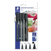 STAEDTLER Alkoholos marker készlet, STAEDTLER "Lumocolor" 4 különböző vastagság, fekete