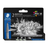 STAEDTLER Filctoll, 1 mm, kúpos, 2 db, STAEDTLER® "Pigment pen 376", intenzív fekete