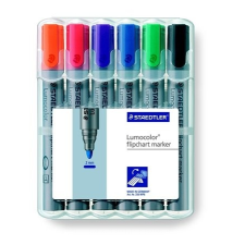 STAEDTLER Flipchart marker készlet, 2 mm, kúpos, STAEDTLER &quot;Lumocolor 356&quot;, 6 különböző szín filctoll, marker