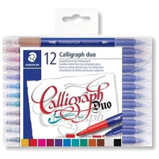 STAEDTLER kalligráfiai filctollak "Calligraph Duo", 12 szín, 2,0/3,5 mm, kétoldalas, kétoldalas filctoll, marker