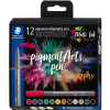 STAEDTLER Kalligrafikus rostirón készlet, 2 mm, STAEDTLER "Pigment 375", 12 különböző szín