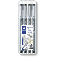 STAEDTLER &quot;Pigment Liner&quot; linerek, fekete, 4 különböző méretű hegy (4007817326725) filctoll, marker