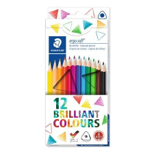 STAEDTLER Színes ceruza készlet, háromszögletű, STAEDTLER "Ergo Soft 157", 12 különböző szín színes ceruza