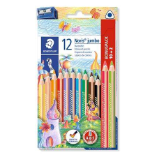 STAEDTLER Színes ceruza készlet, háromszögletű, vastag, hegyezővel, STAEDTLER &quot;Noris Jumbo 128&quot;, ... színes ceruza