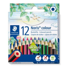 STAEDTLER Színes ceruza készlet, hatszögletű, félhosszú, STAEDTLER "Noris Colour 185", 12 különböző szín színes ceruza