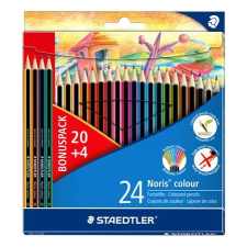 STAEDTLER Színes ceruza készlet, hatszögletű, STAEDTLER "Noris Colour", 20+4 különböző szín színes ceruza