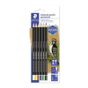 STAEDTLER Színes ceruza készlet, henger alakú, mindenre író, vízálló (glasochrom), STAEDTLER  Design Journey Lumocolor , 6 különbö