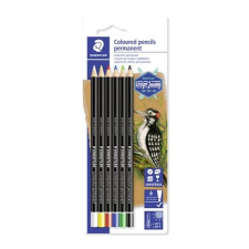 STAEDTLER Színes ceruza készlet, henger alakú, mindenre író, vízálló (glasochrom), STAEDTLER  Design Journey Lumocolor , 6 különbö színes ceruza