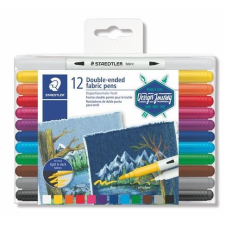 STAEDTLER Textilmarker, kétvégű, STAEDTLER "3190", 12 különböző szín filctoll, marker