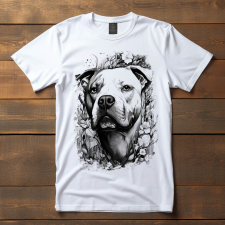  Staffordshire Terrier póló (Férfi)(Fekete-fehér) férfi póló