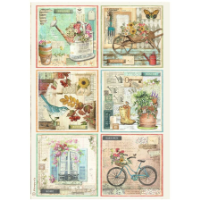 Stamperia A4 rizspapír csom. - Garden 6 cards kreatív papír
