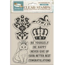 Stamperia Alterego Szilikonbélyegző A5 Crown and Cat Clear Stamps (1 csomag) bélyegző