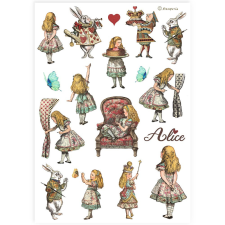 Stamperia Best Sellers Rizspapír A4 Alice elements Rice Paper (1 ív) decoupage papír
