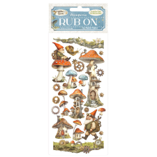 Stamperia Hidden Grove Kaparós matrica Mushroom house Rub-On (1 ív) matrica