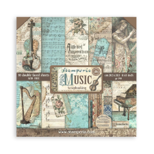 Stamperia Music Papírkészlet 8" (20 cm) Paper Pack (10 ív) decoupage papír
