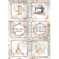 Stamperia Rizspapír A4, Stamperia Rice Paper / Romantic Threads mini cards - (1 lap) decoupage papír
