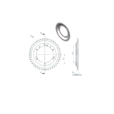 Standard Parts Hátsó lánckerék 44 fog MBK 40 / 50 (d.94mm) egyéb motorkerékpár alkatrész