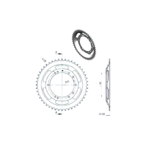 Standard Parts Hátsó lánckerék 48 fogas Peugeot 103 SP / MVL (préselt acél felnik) lánc, láncszett