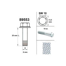 Standard Parts Motorcsavar kulcs 10-es méret M6x25 ezüst (x10) egyéb motorkerékpár alkatrész