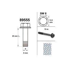 Standard Parts Motorkerékpár csavarhúzó méret 8 M6x20 fekete (x10) egyéb motorkerékpár alkatrész