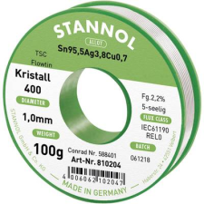 Stannol Ezüsttartalmú forrasztóón, forrasztóhuzal 1,0mm/100g Stannol Flowtin Sn95Ag4Cu1 (810006) forrasztási tartozék