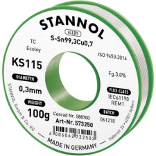 Stannol Forrasztóhuzal, ólommentes, 100 g, 0,3 mm, 3,0%, KS115 (574000) forrasztási tartozék