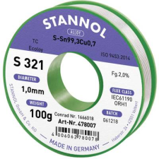 Stannol Ólommentes forrasztóón 100 g 1 mm Sn99.3Cu0.7 Stannol S321 (631921) forrasztási tartozék