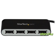 Startech 4-Port Portable USB 2.0 Hub with Built-in Cable asztali számítógép kellék