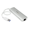 Startech .com 3-Port USB 3.0 Hub with Gigabit Ethernet - Up to 5Gbps - Portable USB Port Expander with Built-in Cable (ST3300G3UA) - hub - 3 ports (ST3300G3UA)