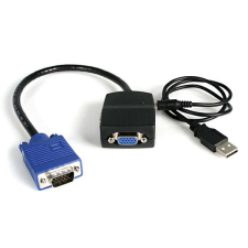 Startech ST122LE VGA apa - 2x VGA anya kábel 0.6m - Fekete kábel és adapter