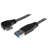 Startech USB3AU1MLS Micro USB 3.0 B - Micro-USB 3.0 A "L" Slim adatkábel 1m - Fekete