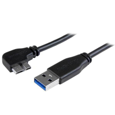 Startech USB3AU1MLS Micro USB 3.0 B - Micro-USB 3.0 A "L" Slim adatkábel 1m - Fekete kábel és adapter