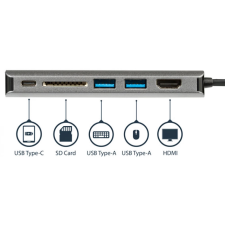 Startech USB-C Multiport Adapter with HDMI - SD Reader - 2xA 1xC - PD 3.0 laptop kellék