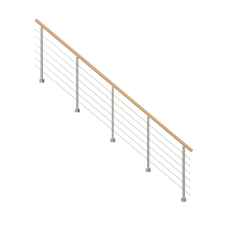 StarWood Treppen StarWood Kos fémkorlát kerek tölgyfa kapaszkodóval 375 cm szürke FSC® építőanyag