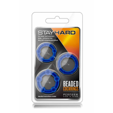  Stay Hard Beaded Cockrings Blue péniszgyűrű