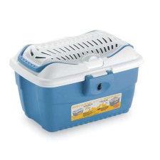  STEFANPLAST Gulliver Mini  40x30x24cm fehér/kék szállítóbox vállpánttal ketrec, szállítóbox rágcsálóknak