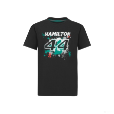 Stichd Mercedes Lewis Hamilton Gyerek Póló, LEWIS #44, Fekete, 2022