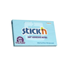 Stick'n Öntapadó jegyzettömb, 76x127 mm, 100 lap, STICK N, kék post-it