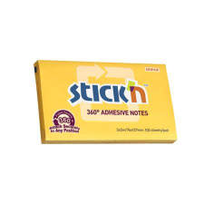 Stick'n STICK N Öntapadó jegyzettömb, 76x127 mm, 100 lap, STICK N, sárga post-it
